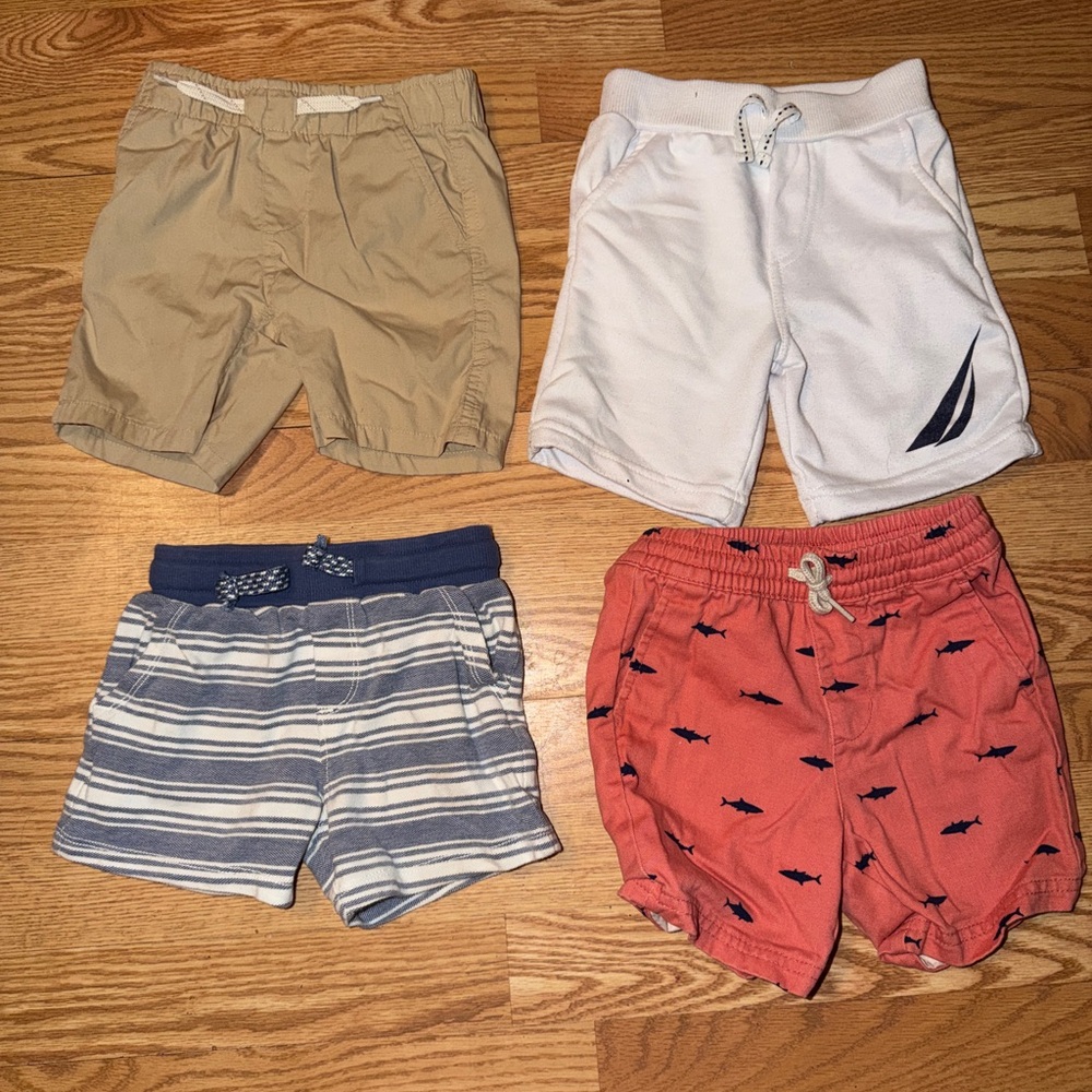 Nautica Kids Four-Pack Shorts - White, Tan, Blue, Coral